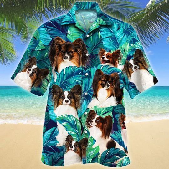 Papillon Dog Lovers Hawaiian Style For Summertime All Printed 3D Hawaiian Shirt