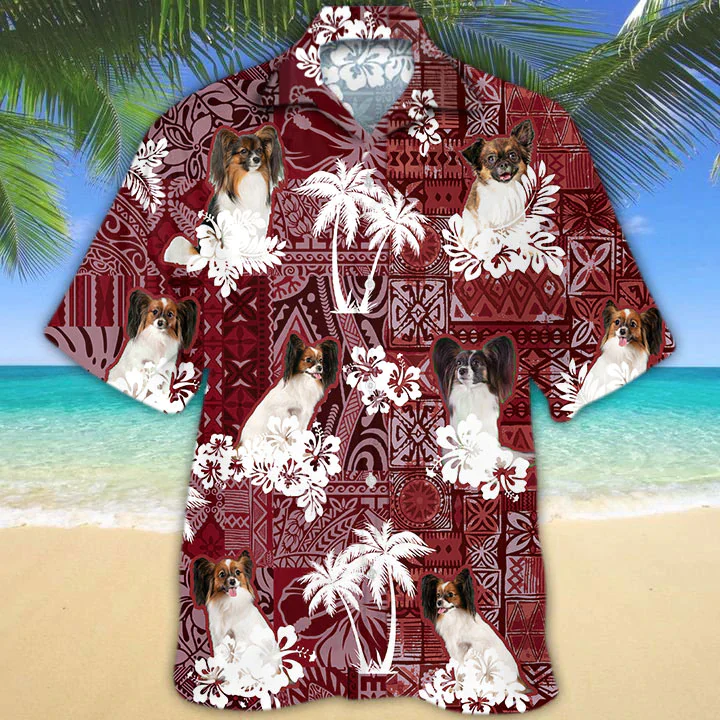 Papillon Red Trendy Hawaiian Shirt, Gift For Dog Lover Shirts, Men’s Trendy Hawaiian Shirt, Summer Hawaiian Aloha Shirt Papillon Red Trendy Hawaiian Shirt, Gift For Dog Lover Shirts, Men’s Trendy Hawaiian Shirt, Summer Hawaiian Aloha Shirt