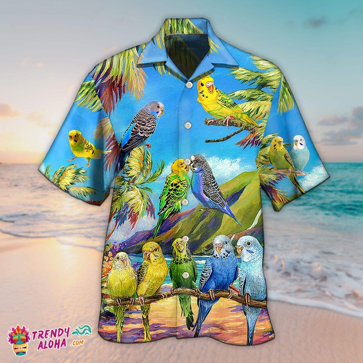 Parrot & Landscape Custom Hawaiian Aloha Shirt Short Sleeve Father’s Day