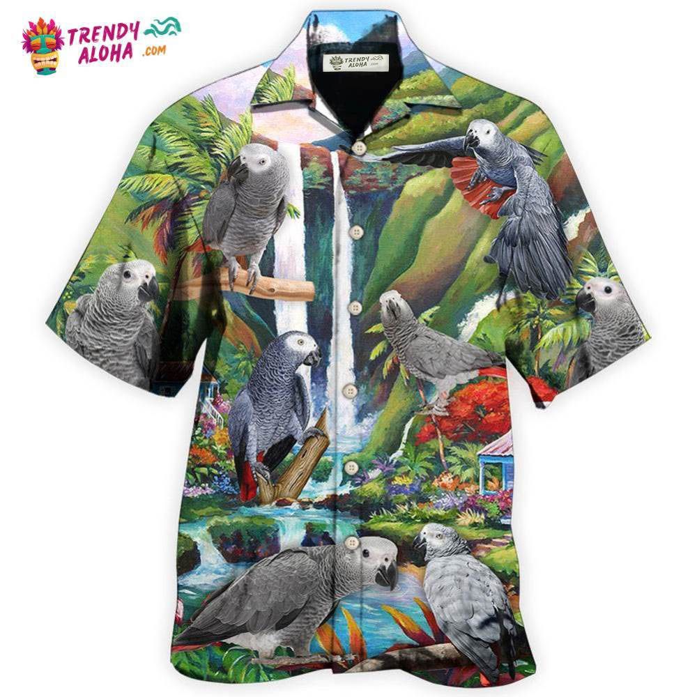 Parrot African Grey Style Hawaiian Shirt – Trendy Aloha