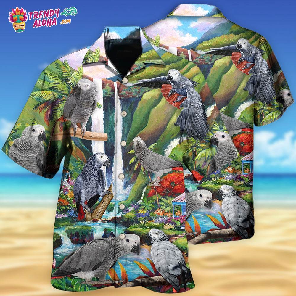 Parrot African Grey Style Hawaiian Shirt – Trendy Aloha