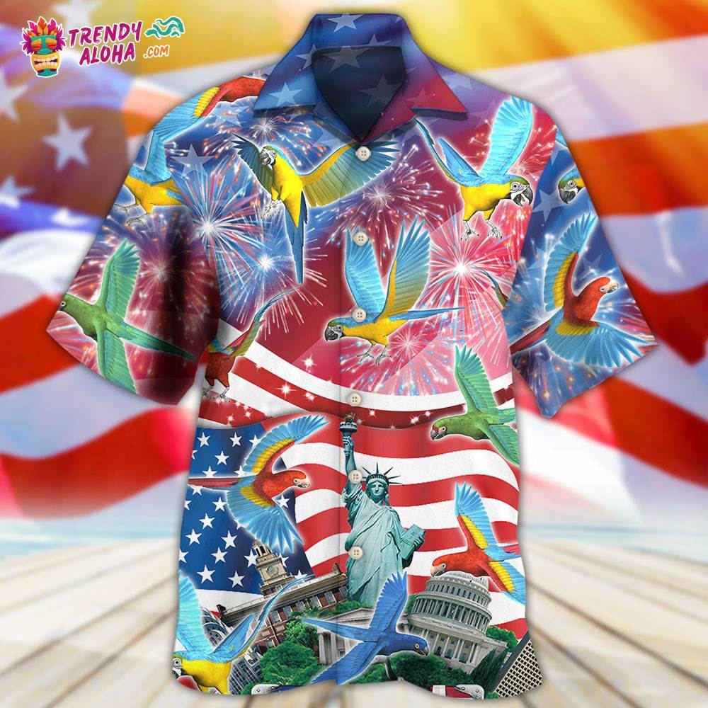 Parrot America Flag Independence Day Hawaiian Shirt – Trendy Aloha