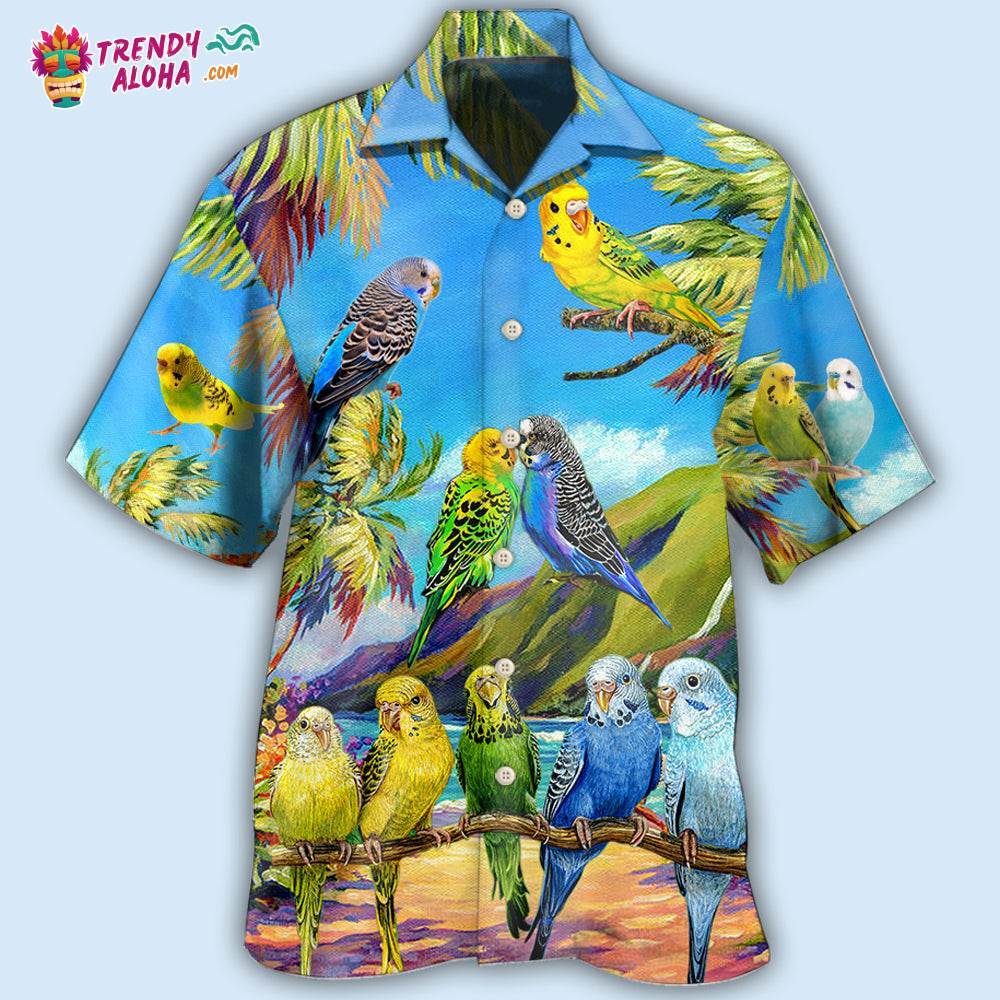 Parrot Budgie Parrot Beautiful Landscape Hawaiian Shirt – Trendy Aloha
