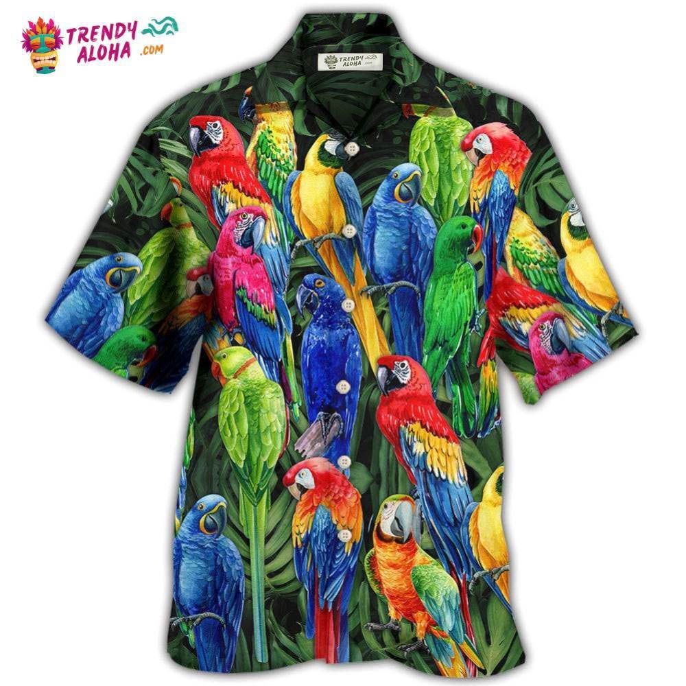 Parrot Family Colorful Tropical Hawaiian Shirt – Trendy Aloha