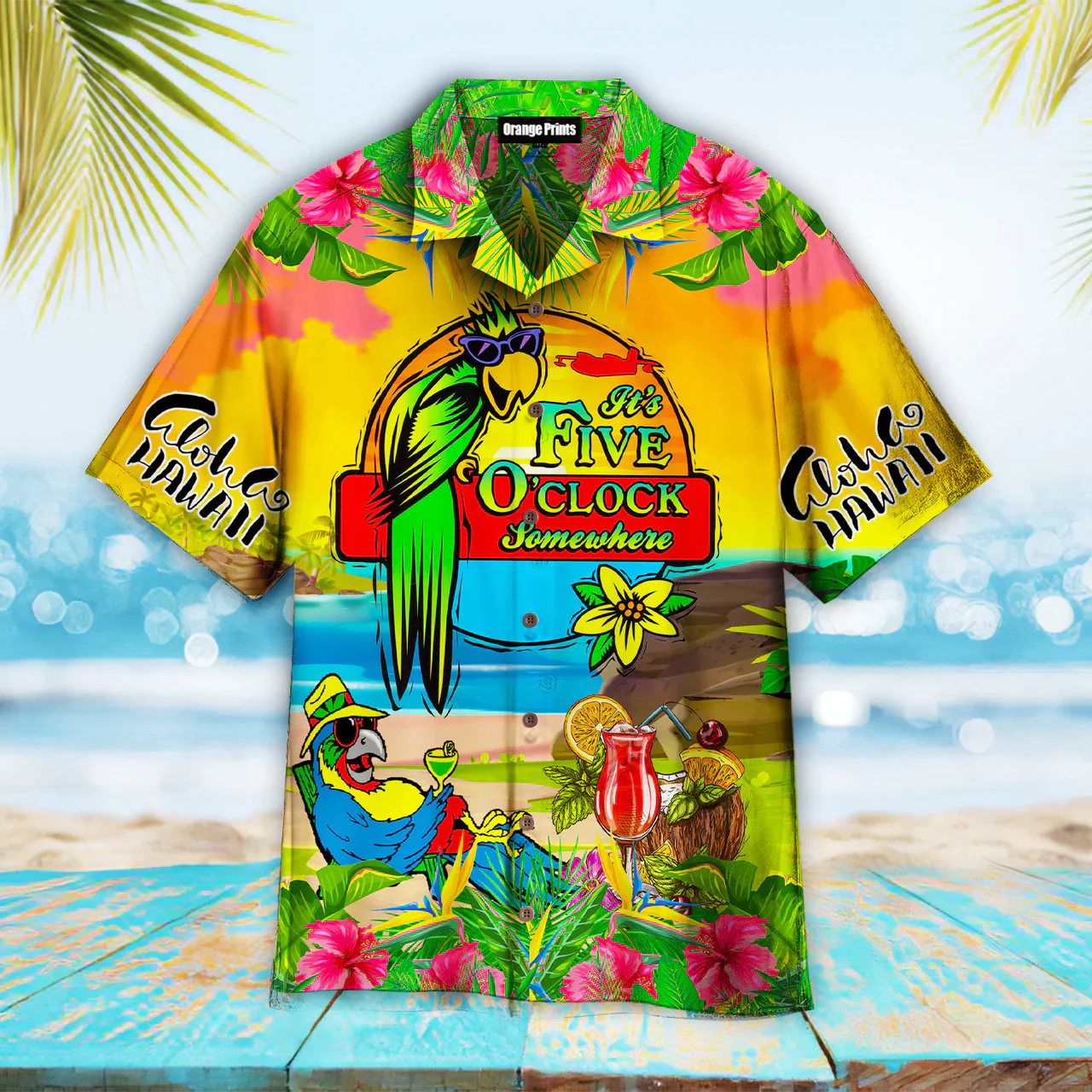 Parrot It’s 5 O’Clock Somewhere Aloha Trendy Hawaiian Shirts For Men And Women