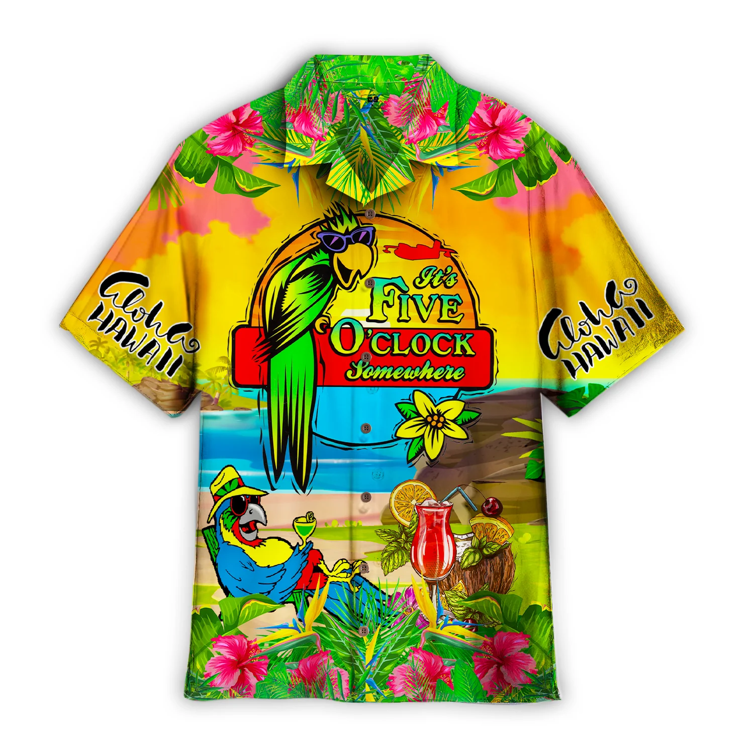 Parrot Its 5 Oclock Somewhere Alola Trendy Hawaiian Shirtwt8003