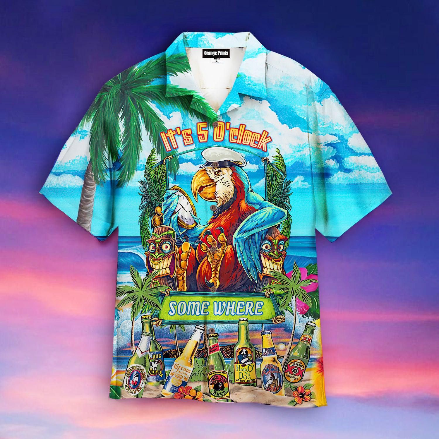 Parrot Its 5 Oclock Somewhere Hawaiian Shirt