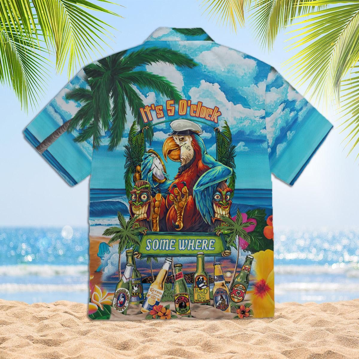 Parrot Its 5 Oclock Somewhere Trendy Hawaiian Shirt