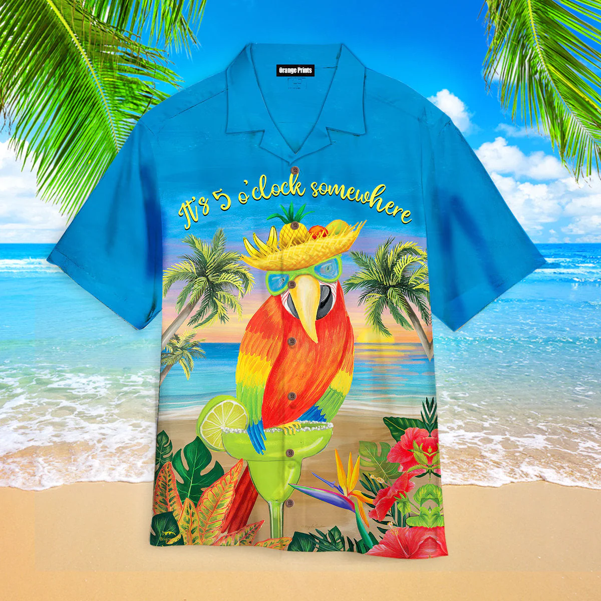Parrot It’s 5 O’Clock Somewhere Who Cares Aloha Trendy Hawaiian Shirts For Men & For Women