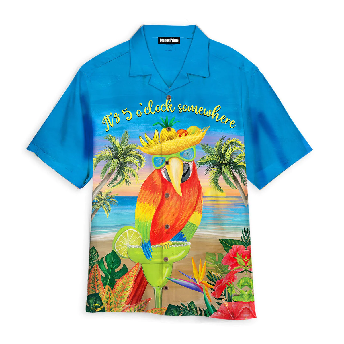 Parrot It’s 5 O’Clock Somewhere Who Cares Aloha Trendy Hawaiian Shirts For Men & For Women