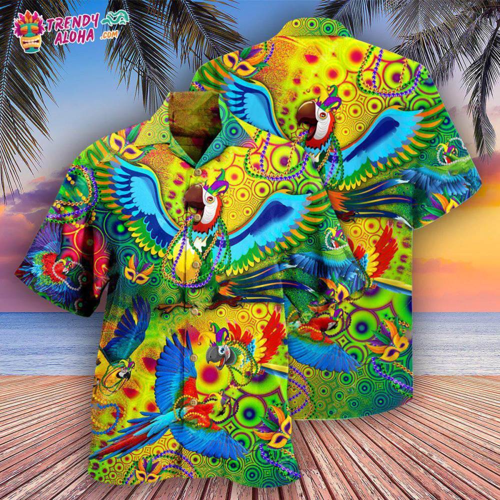 Parrot Mardi Gras Hawaiian Shirt – Trendy Aloha