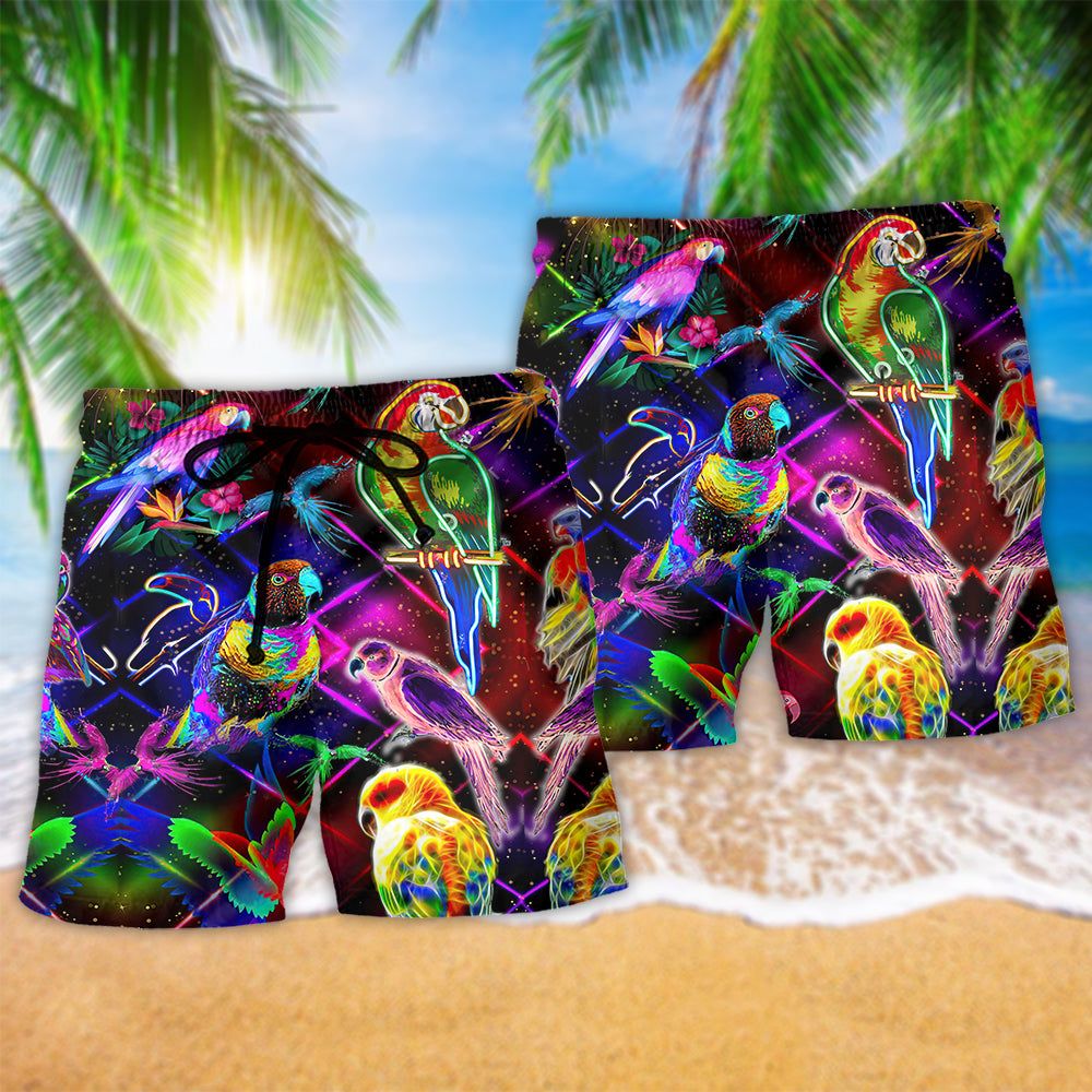 Parrot Never Take Your Unique Features For Granted Colorful Trendy Aloha Hawaiian Beach Shorts