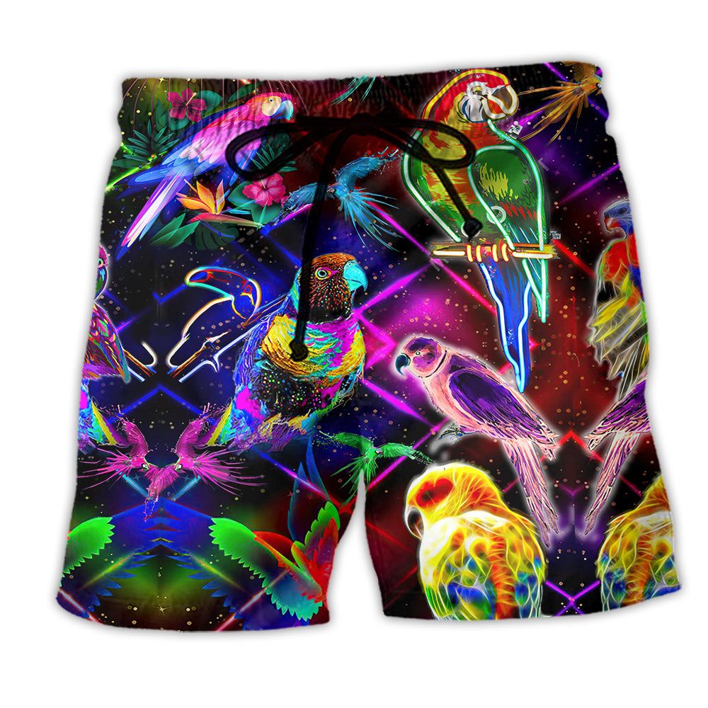 Parrot Never Take Your Unique Features For Granted Colorful Trendy Aloha Hawaiian Beach Shorts Parrot Never Take Your Unique Features For Granted Colorful Trendy Aloha Hawaiian Beach Shorts