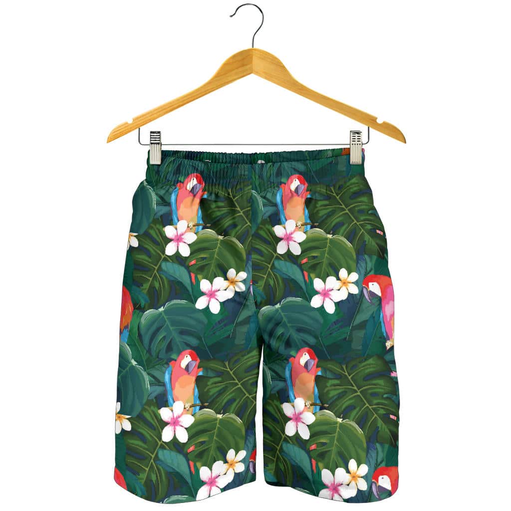 Parrot Palm Tree Leaves Flower Hibiscus Pattern For Men Women Kid Shorts