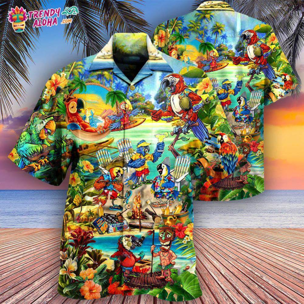 Parrot Party Of Parrots In Hawaii Hawaiian Shirt – Trendy Aloha