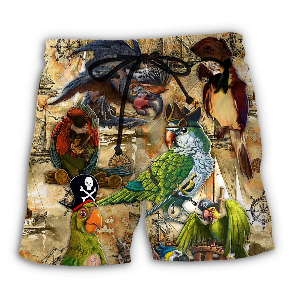 Parrot Pirates Life Vintage Trendy Aloha Hawaiian Beach Shorts Parrot Pirates Life Vintage Trendy Aloha Hawaiian Beach Shorts