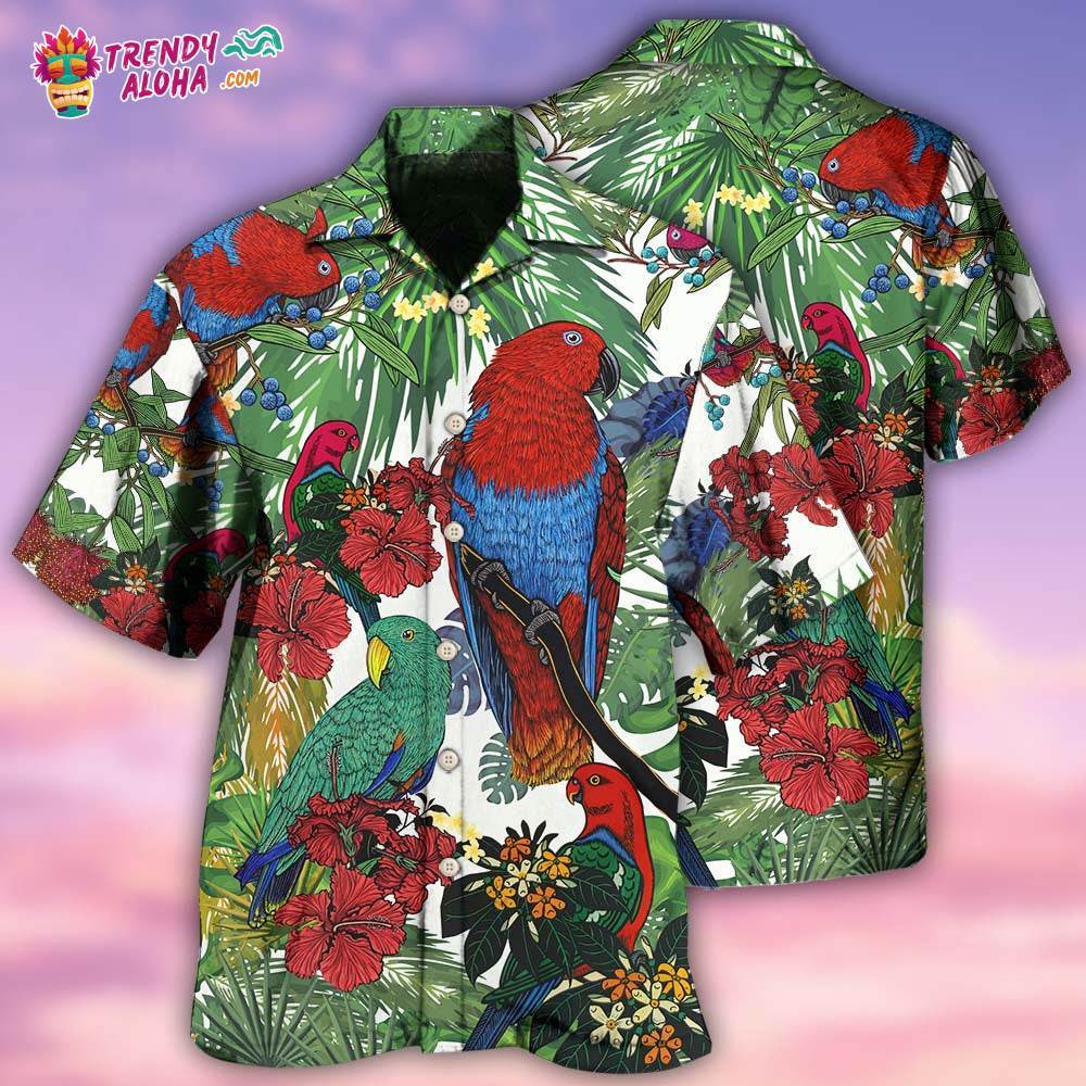 Parrot Red And Green Style Hawaiian Shirt – Trendy Aloha
