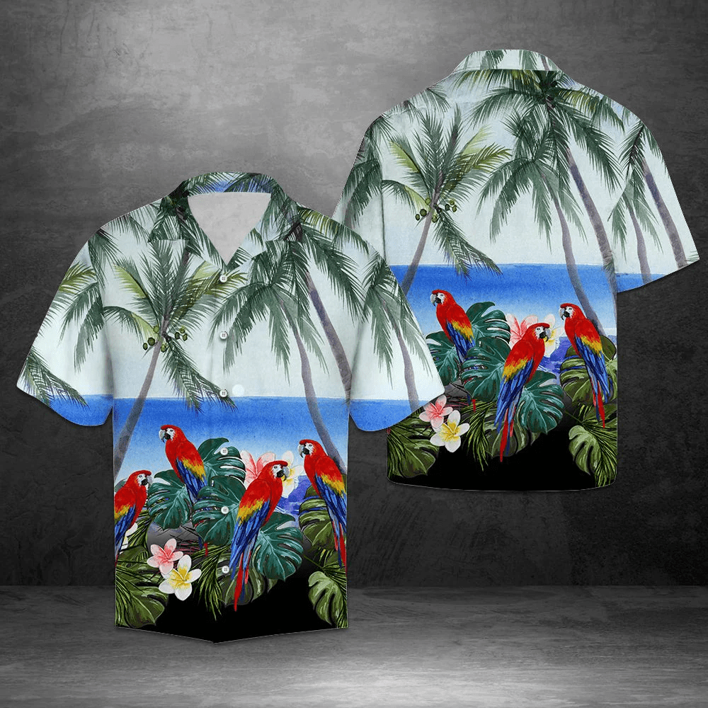 Parrot Summer Ocean Trendy Hawaiian Shirt, Parrot Lover Trendy Hawaiian Shirt For