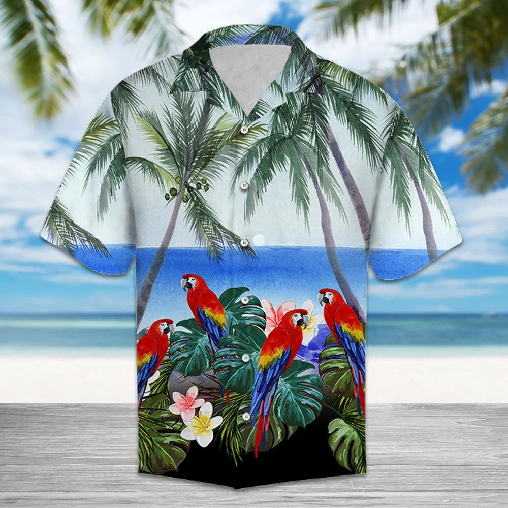 Parrot Summer Ocean Trendy Hawaiian Shirt, Parrot Lover Trendy Hawaiian Shirt For