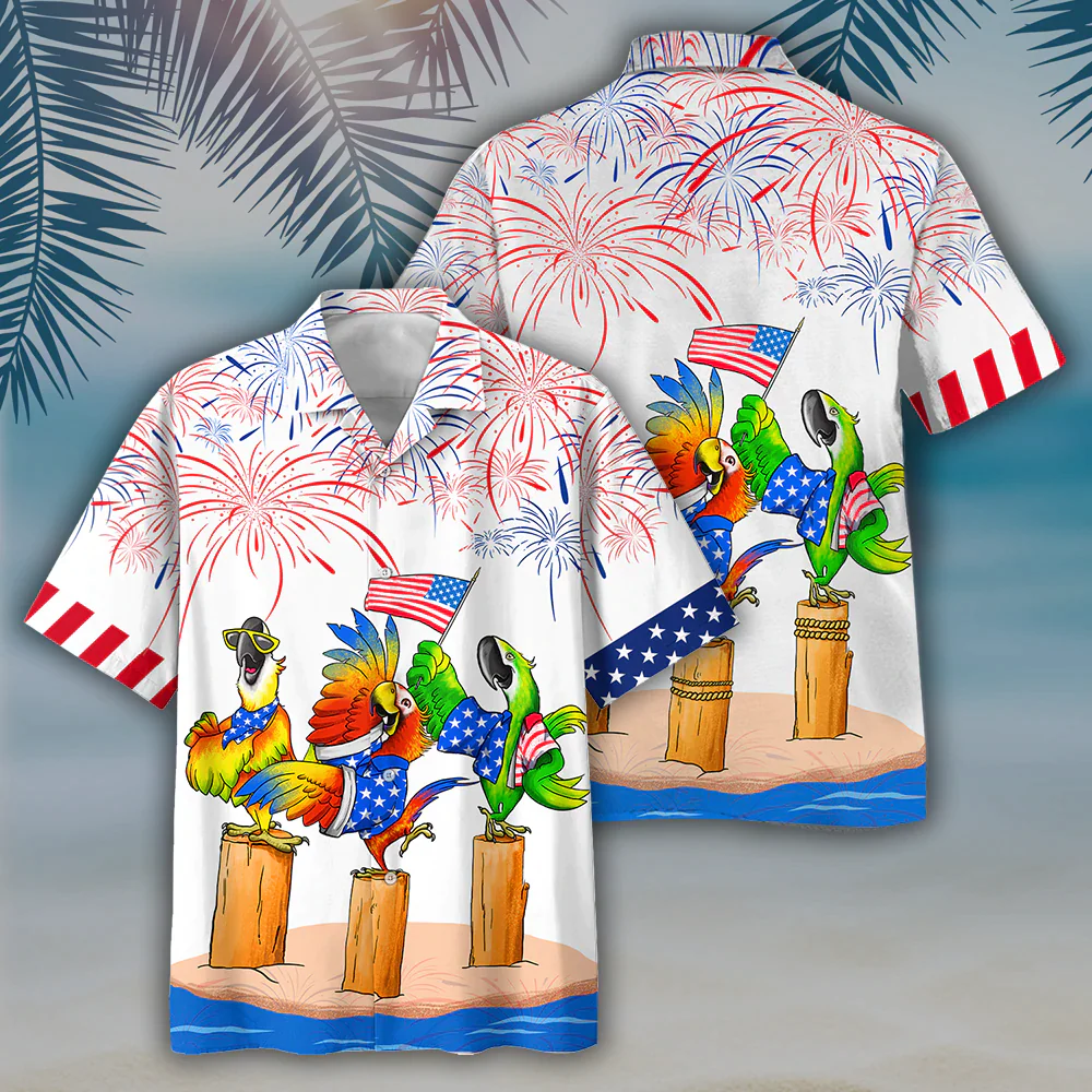 Parrot Trendy Hawaiian Shirts – Independence Day Is Coming, Usa Patriotic Trendy Hawaiian Shirt