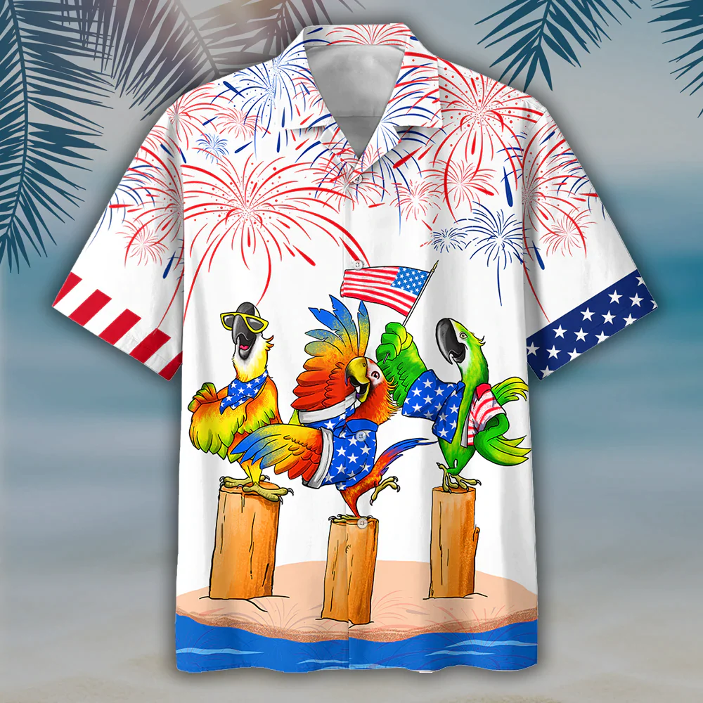 Parrot Trendy Hawaiian Shirts – Independence Day Is Coming, Usa Patriotic Trendy Hawaiian Shirt