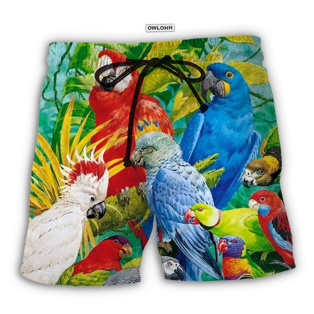 Parrot Tropical Summer Cool Style Trendy Aloha Hawaiian Beach Shorts Parrot Tropical Summer Cool Style Trendy Aloha Hawaiian Beach Shorts
