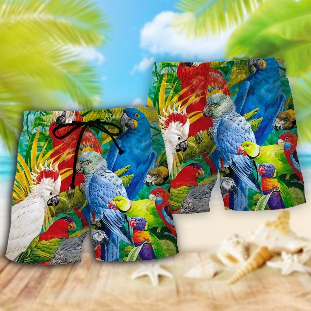 Parrot Tropical Summer Cool Style Trendy Aloha Hawaiian Beach Shorts