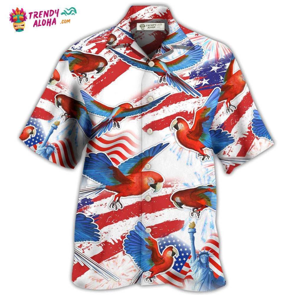 Parrot Us Flag Independence Day Hawaiian Shirt – Trendy Aloha