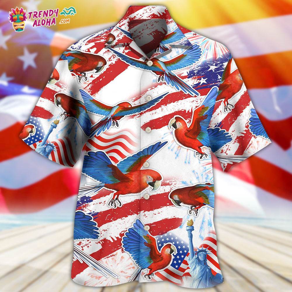 Parrot Us Flag Independence Day Hawaiian Shirt – Trendy Aloha