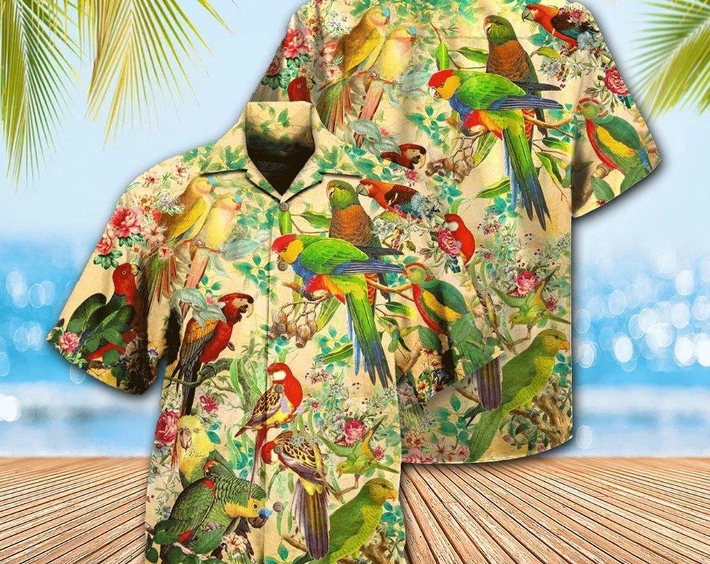 Parrot Vintage Interesting – Trendy Hawaiian Shirt, Aloha Tropical Hawaii Shirt, Gift For Family, Hawaiian Set Gift, Funny Trendy Hawaiian Shirt.