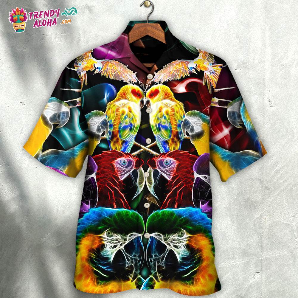 Parrot Wild Animal Neon Colorful Hawaiian Shirt – Trendy Aloha