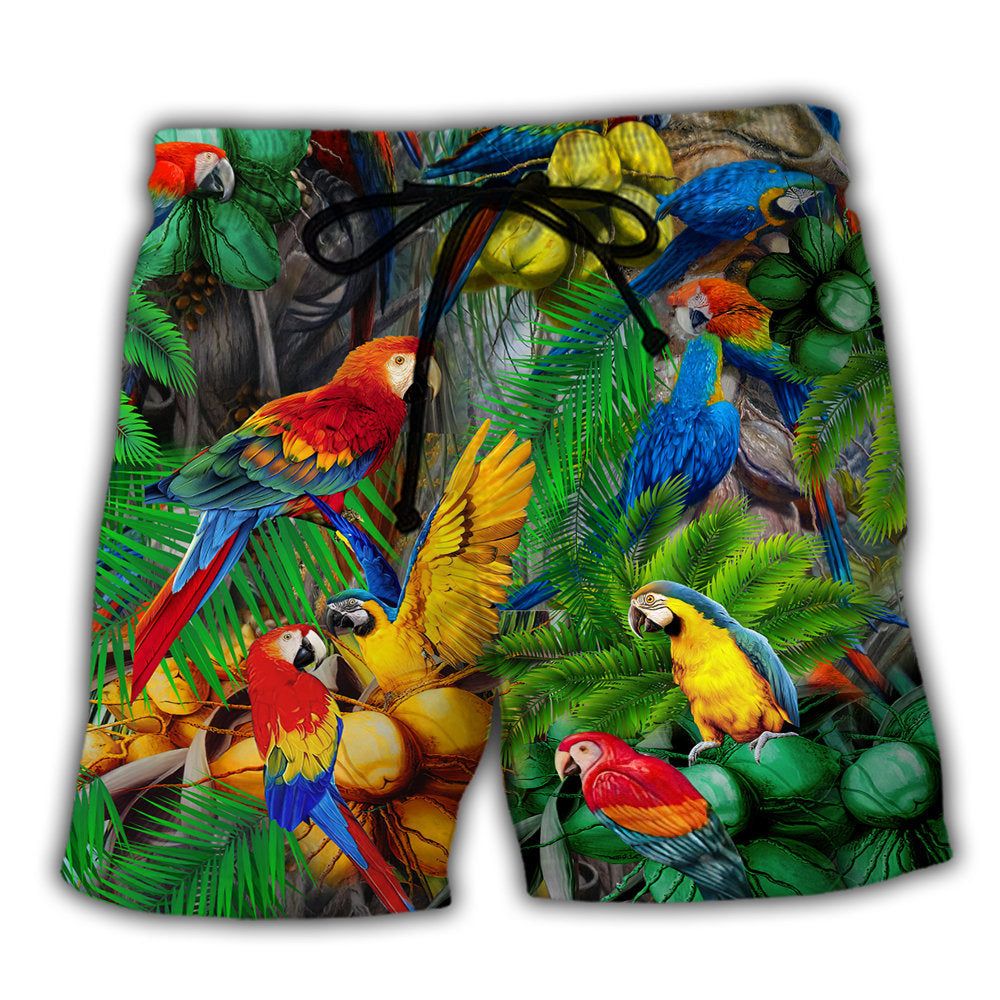 Parrot You Can Call Me Coconut Holic Tropical Summer Trendy Aloha Hawaiian Beach Shorts Parrot You Can Call Me Coconut Holic Tropical Summer Trendy Aloha Hawaiian Beach Shorts