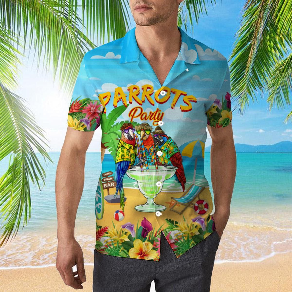 Parrots Party Drink Cocktail Trendy Hawaiian Shirt