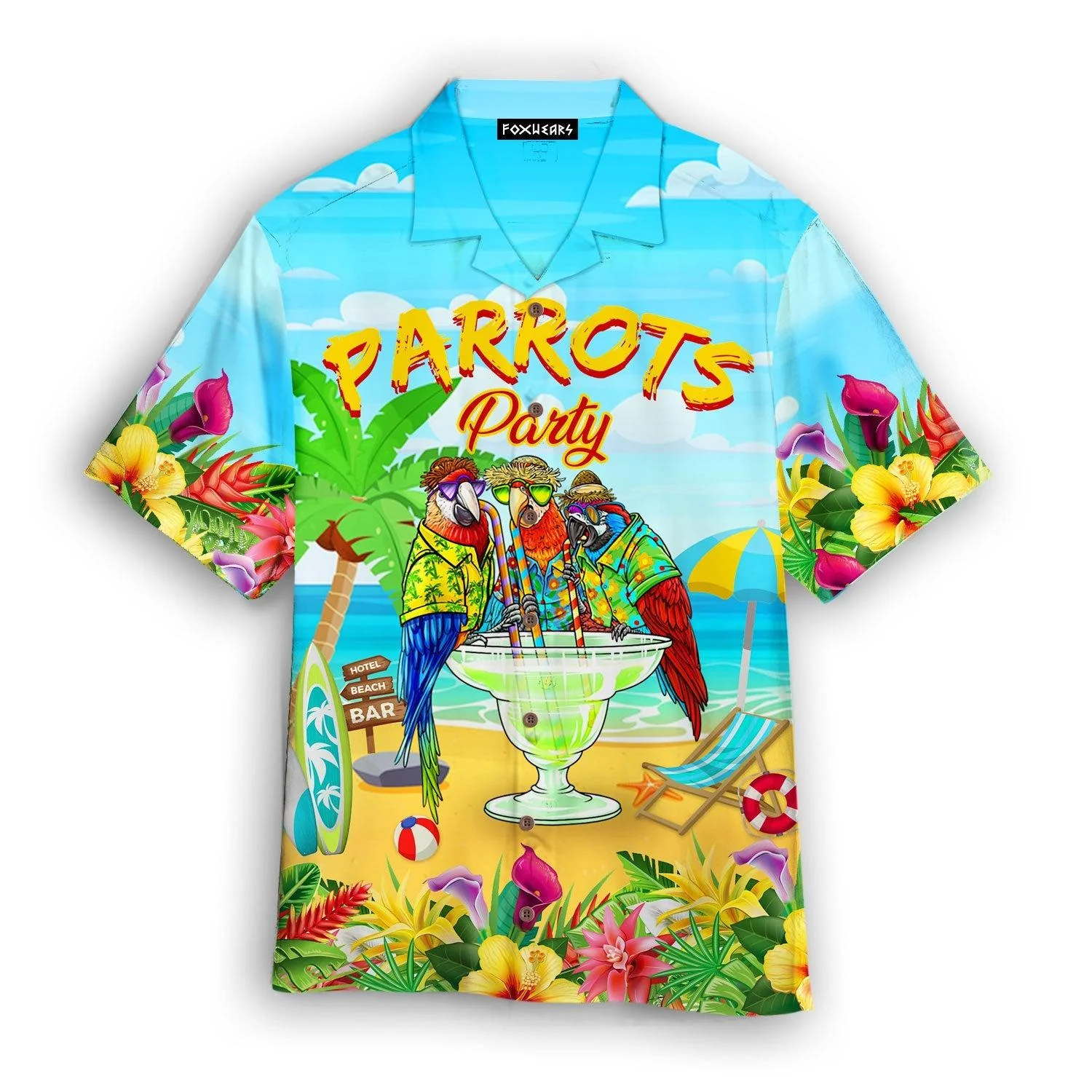 Parrots Party Drink Cocktail Trendy Hawaiian Shirt