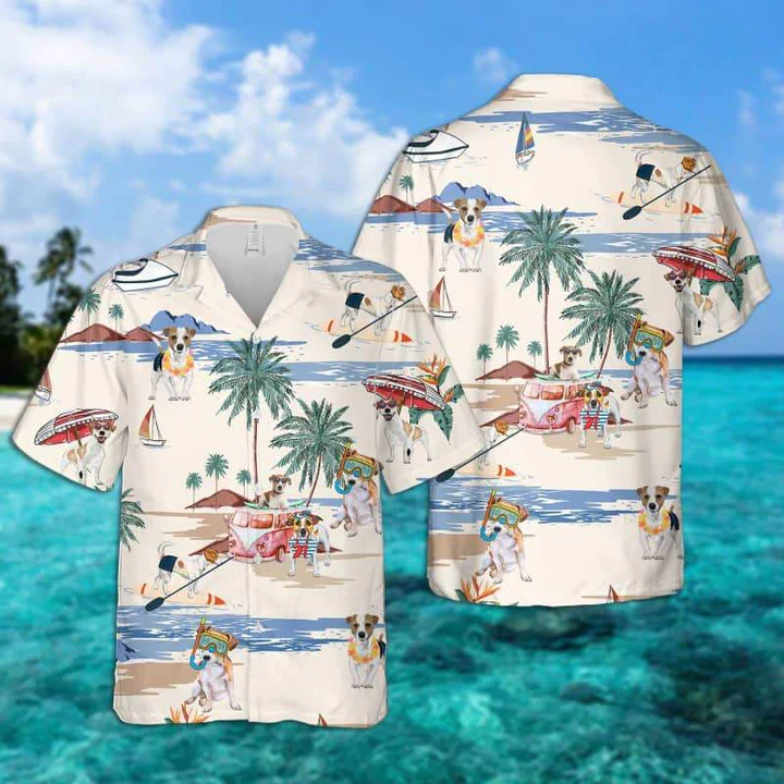Parson Russell Terrier Summer Beach Trendy Hawaiian Shirt, Trendy Hawaiian Shirts For Men Women Short Sleeve Aloha Beach Shirt