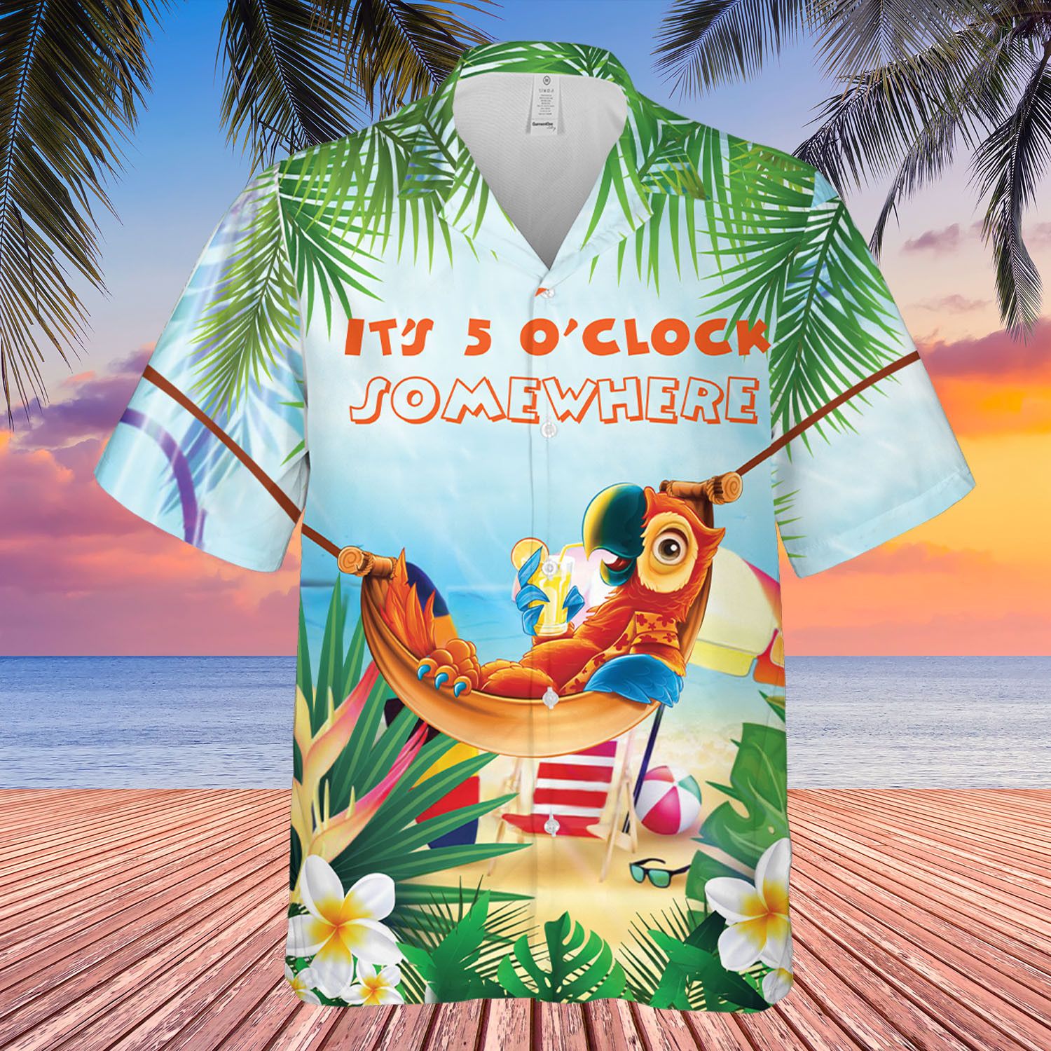 Party Parrot Its 5 Oclock Somewhere Hawaiian Shirt For Aloha Shirt