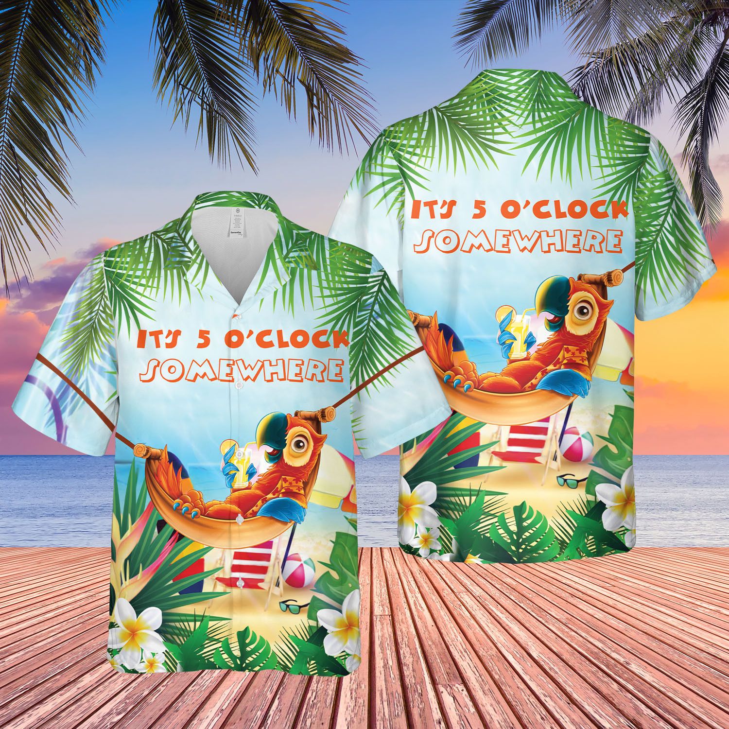 Party Parrot It’s 5 O’Clock Somewhere Trendy Hawaiian Shirt For Aloha Shirt