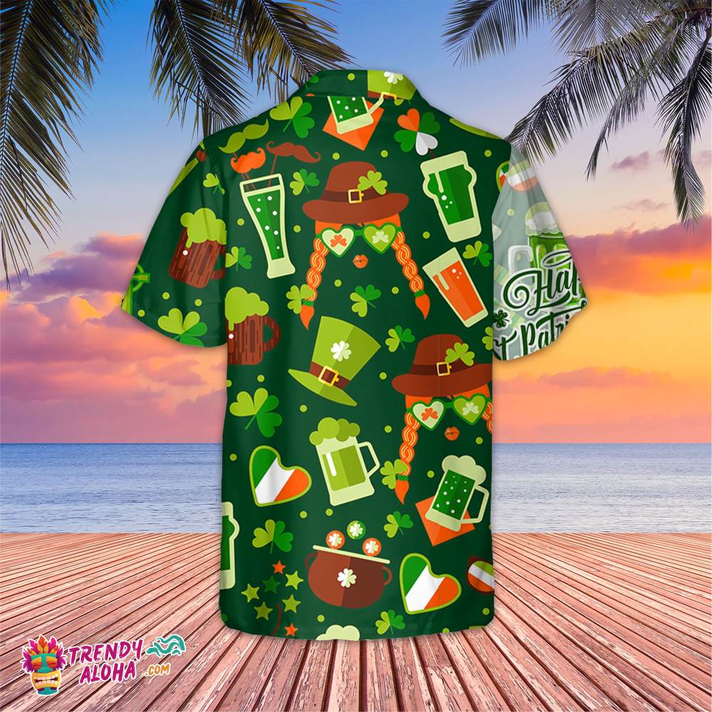 Patrick Pattern Green Clovers Aloha Hawaiian Gift, Happy St Patrick’s Day Shirt, Clover Shirt, Shamrock Hawaiian