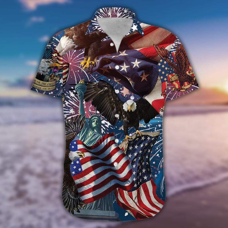 Patriot 4Th Of July Hawaii Shirt American Flag Eagle Independence Day Celebration Hawaiian Shirt 4Th Of July Aloha Shirt