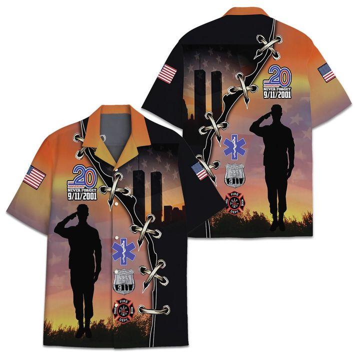 Patriot Day Hawaiian Shirt 09-11 Never Forget Emergency Medical Fire And Police Department Logos Hawaii Aloha Shirt