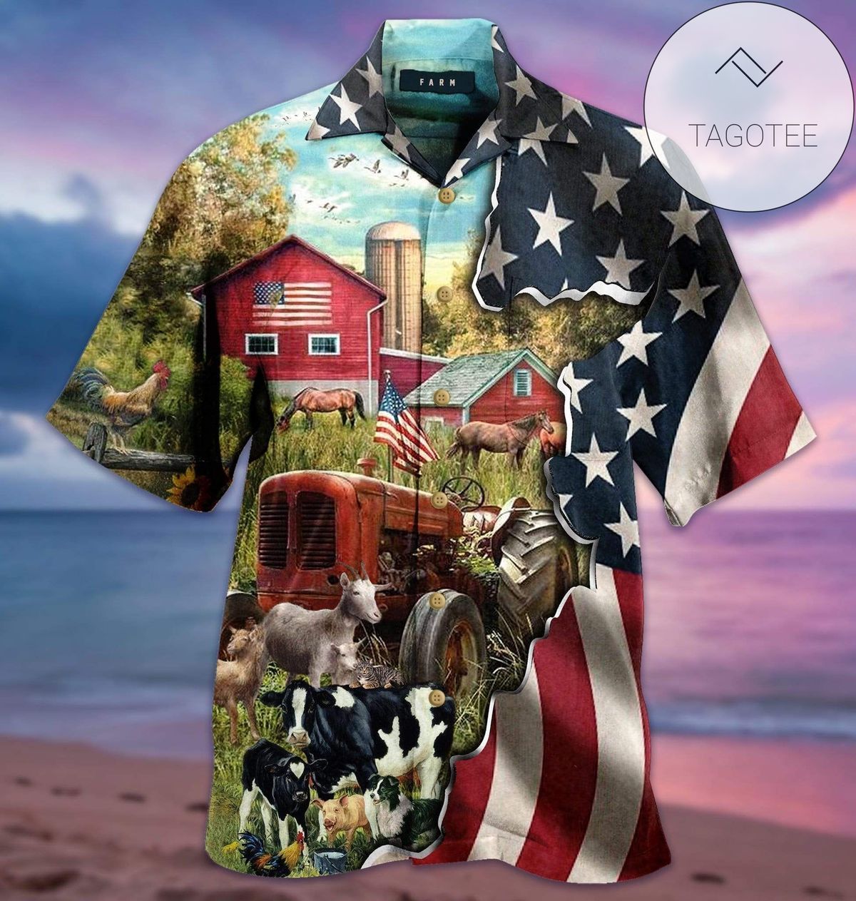 Patriot Farmer American Flag Unisex Hawaiian Shirts