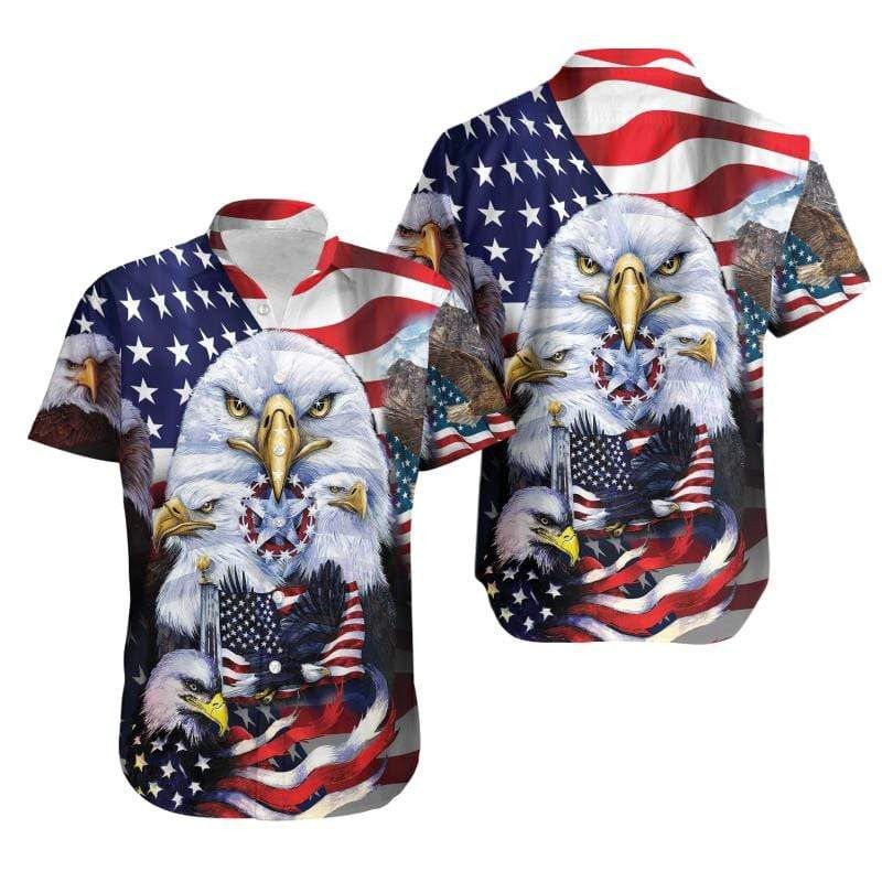 Patriot Hawaii Shirt 4Th Of July Eagle Star Honour Trendy Hawaiian Shirt Adult Unisex Full Print