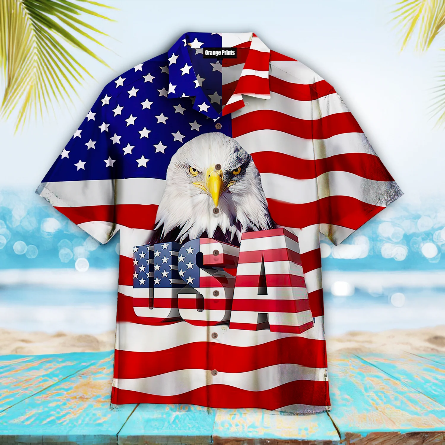 Patriotic American Adventure Aloha Island Shirt