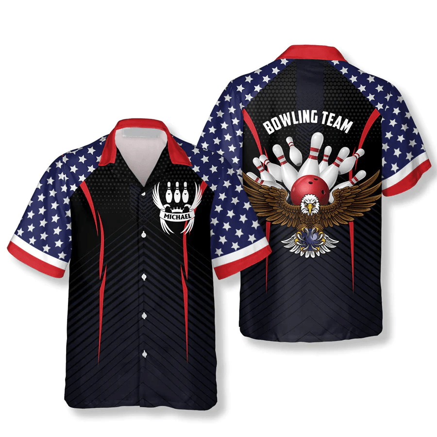 Patriotic American Flag Eagle Custom Bowling Trendy Hawaiian Shirt Patriotic American Flag Eagle Custom Bowling Trendy Hawaiian Shirt