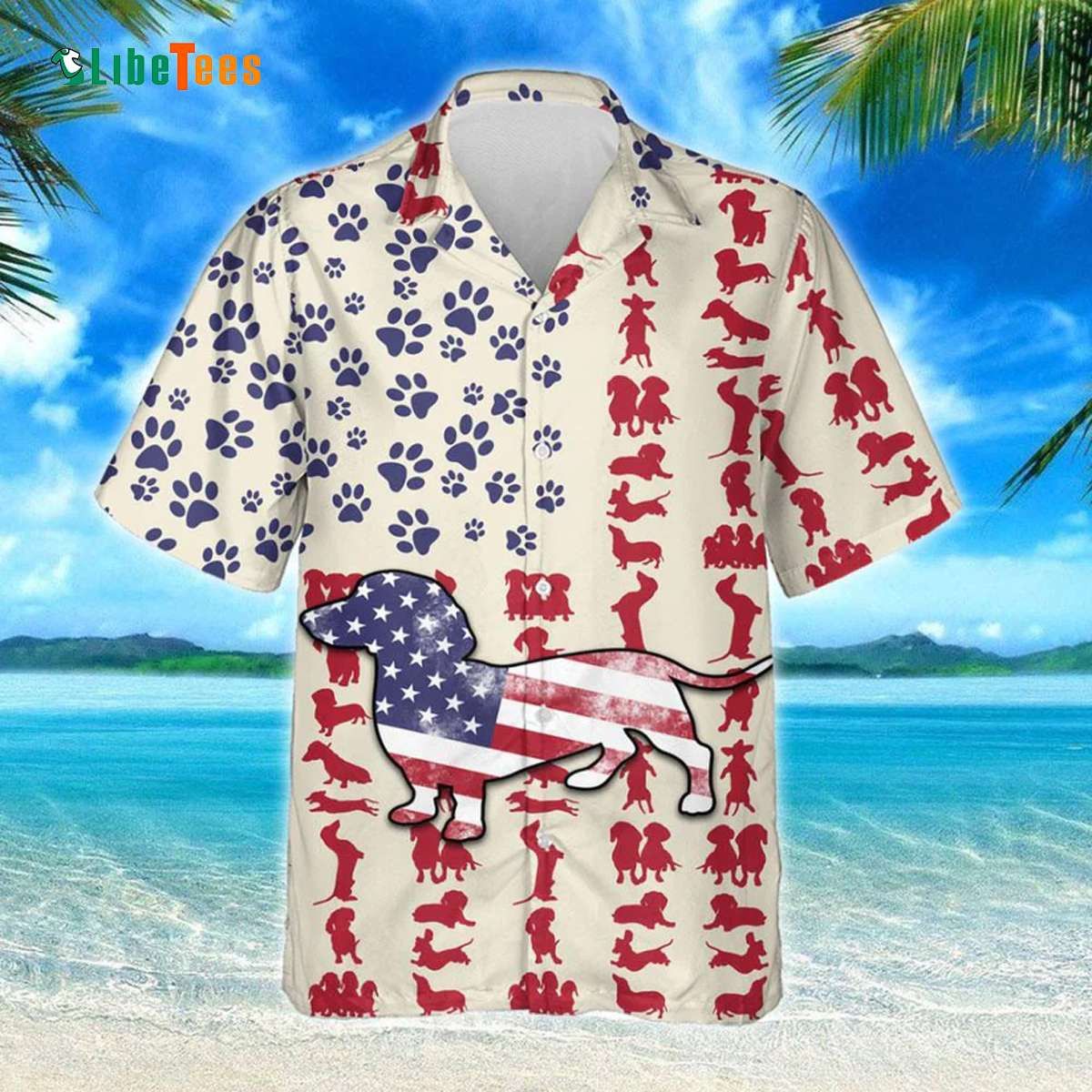 Patriotic Dachshund Flag Design Hawaiian Shirt