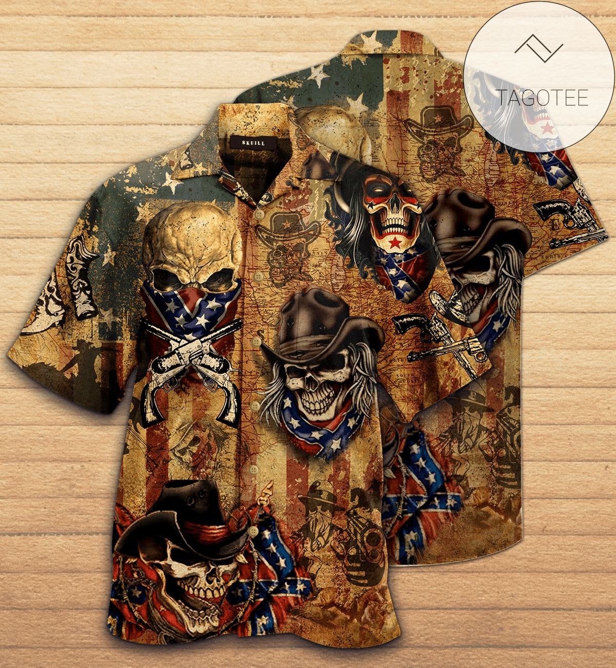 Patriotic Skull American Flag Beautiful Hawaiian Shirts