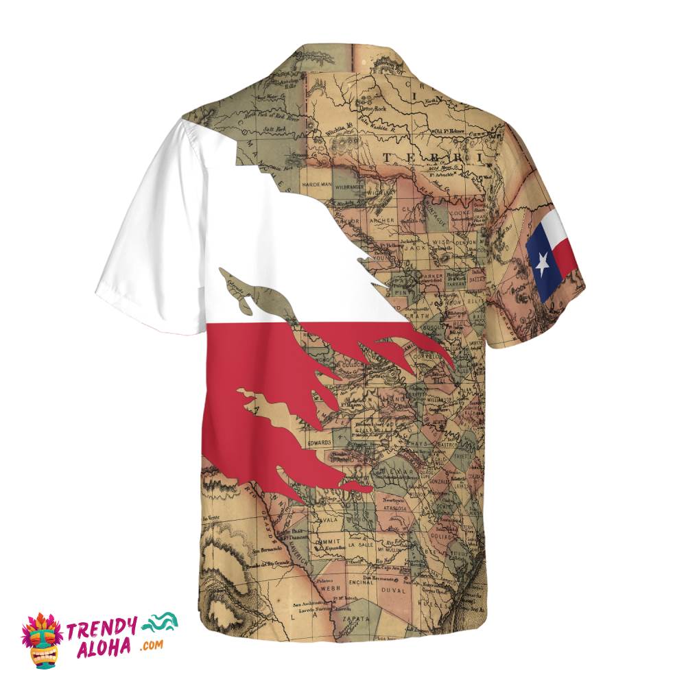 Patriotic Texas Hawaiian Shirt For Men, Texas Flag Shirt, Proud Texas Map Pattern Shirt For Men