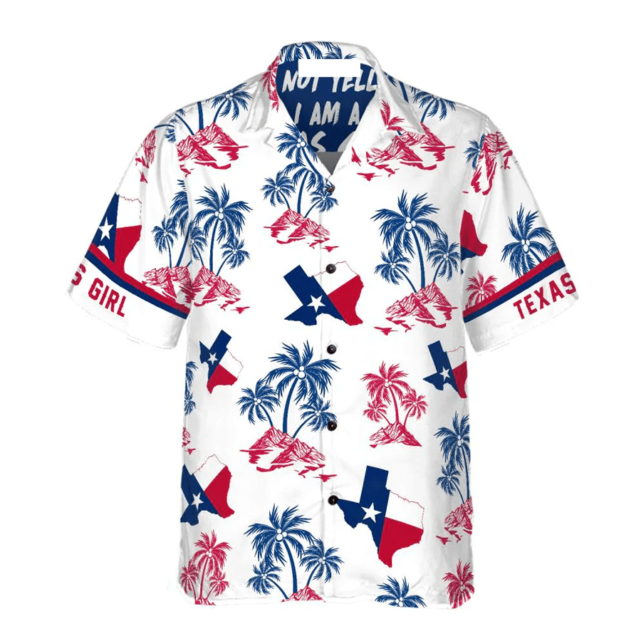 Patriotic Texas Trendy Hawaiian Shirt: Texas Flag and Palm Tree Pattern for Men and Women