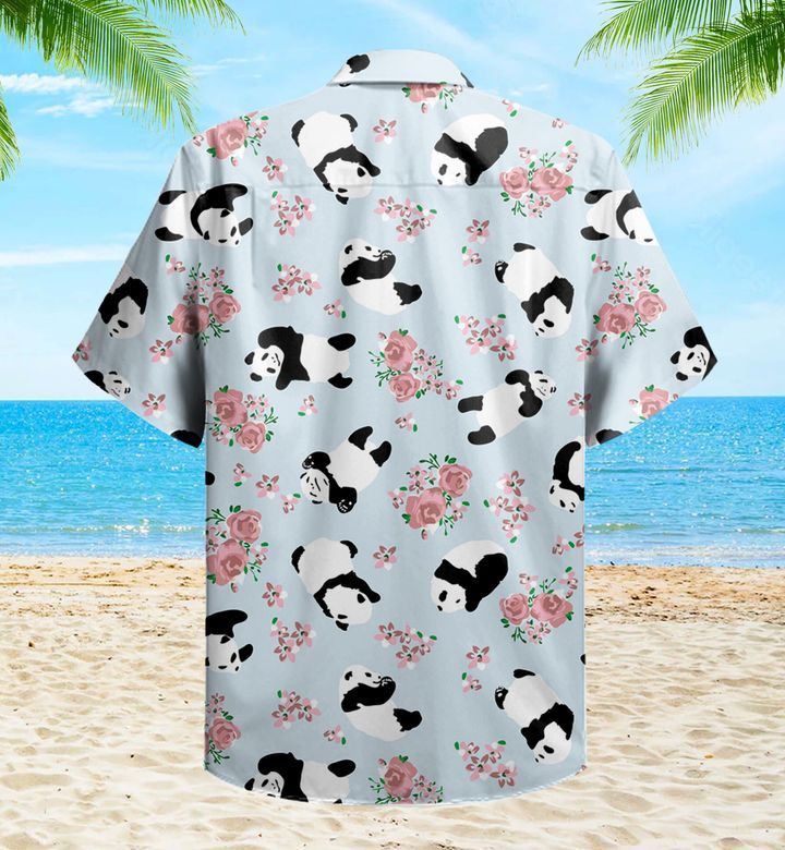 Pattern Cute Baby Panda Floral Blue Trendy Hawaiian Shirt 3D, Panda Green Tropical Leaves Trendy Hawaiian Shirt, Panda Lover Trendy Hawaiian Shirt For