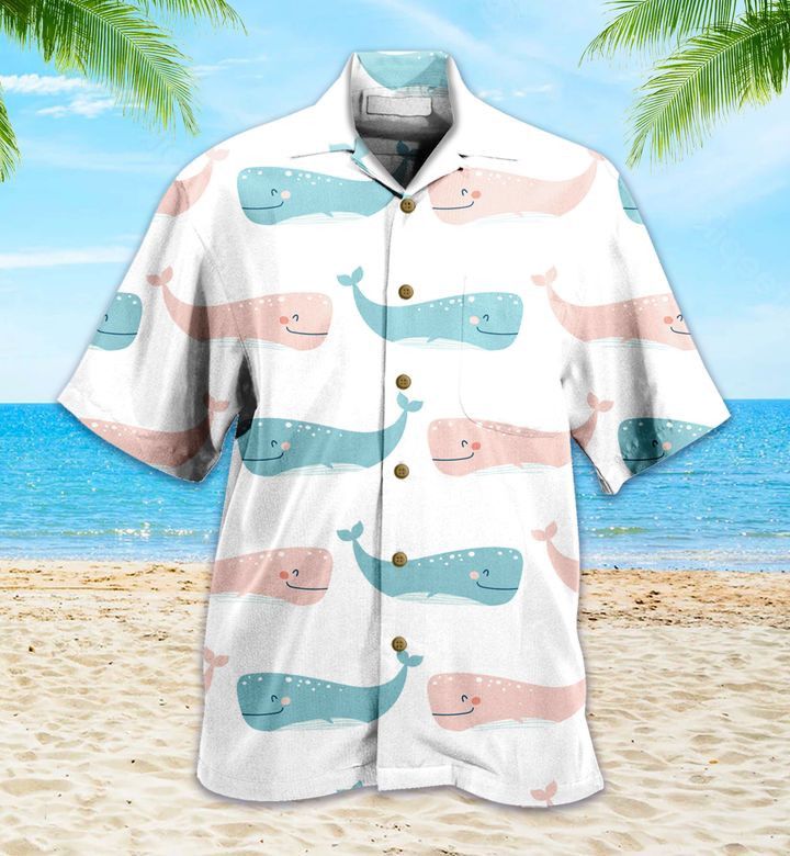 Pattern Cute Whale Blue Trendy Hawaiian Shirt 3D Summer Gifts Pattern Cute Whale Blue Trendy Hawaiian Shirt 3D Summer Gifts